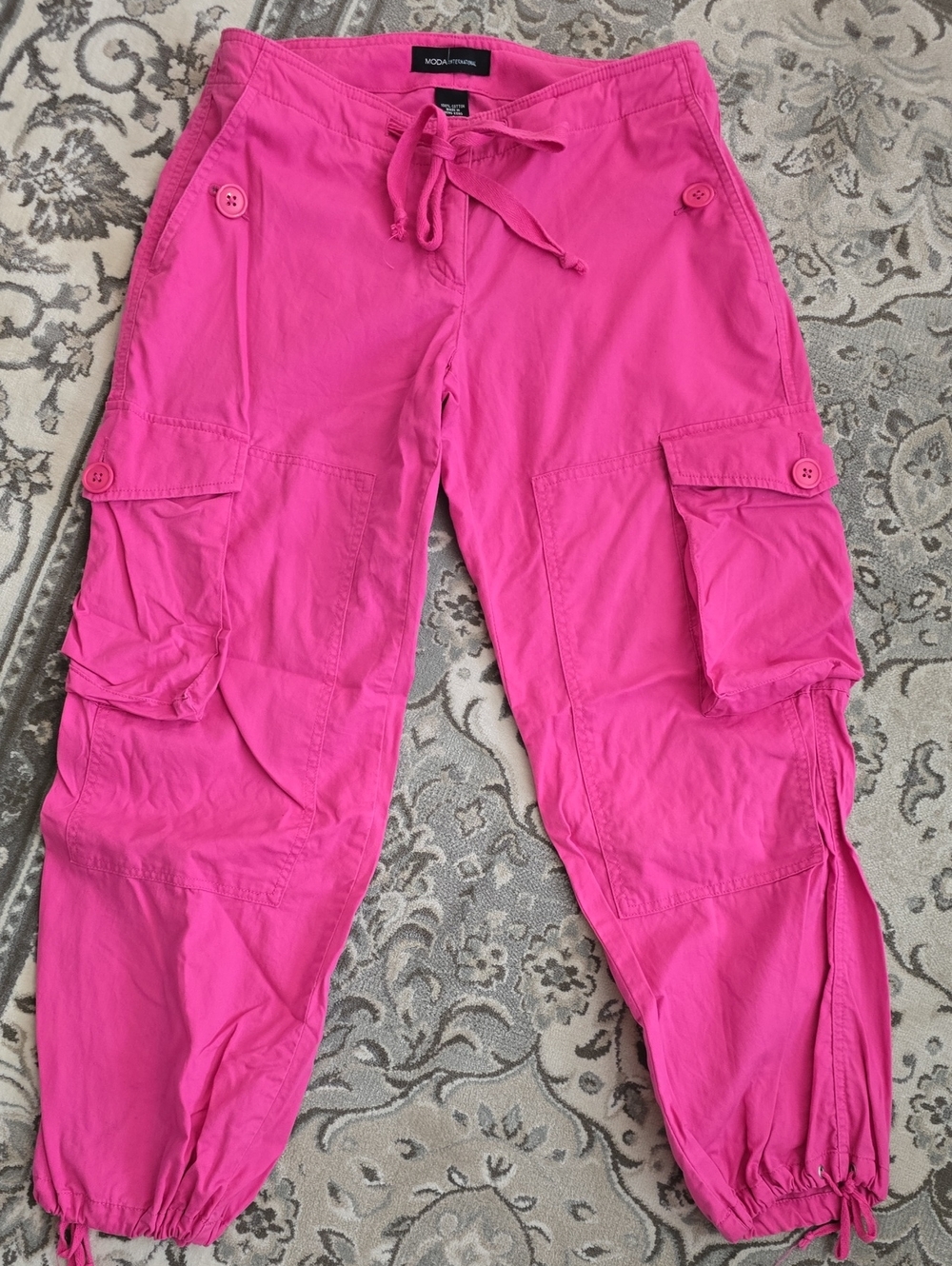 Moda International Pink Cargo Joggers with Drawstring Waist